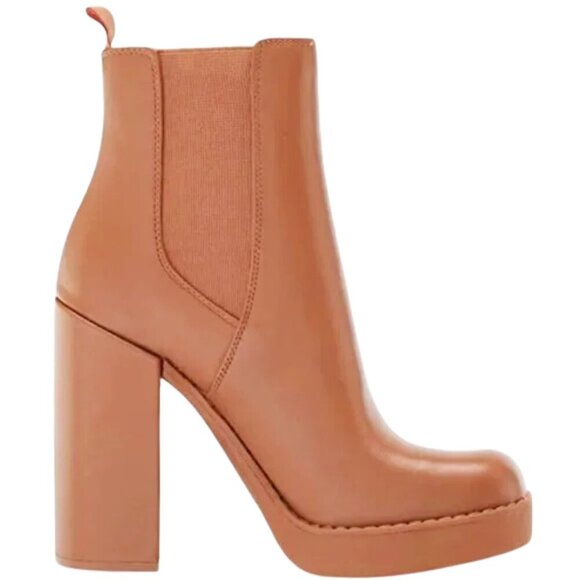 NEW GB Gianni Bini Ah-Mazed Leather Block Heel Platform Booties - Picture 3 of 4